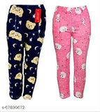 Woolen maxi length pyjama set (2 pack), polyester women's pajamas in M & L sizes from India