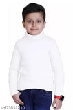 White boys cotton linen turtle neck, solid pattern long sleeves for kids aged 5-14 years. Made in India