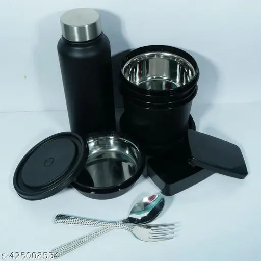 Eco-friendly stainless steel corporate lunch box set, leak-proof, insulated with compact bag, ideal for college, office, and school use