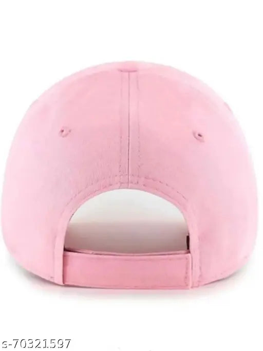 Solid cotton pink women's cap, high-quality unisex design with hair-safe closure, perfect for a casual look