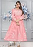 Pink rayon three-quarter sleeves top, solid pattern, sizes S3XL - stylish women's fashion from India