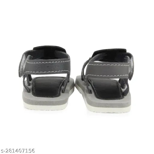 Black and Grey Eva Chu Chu sound sandal booties for babies 0-6 months - soft, lightweight, musical footwear with anti-slip sole & Velcro closure