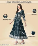 Georgette three-quarter sleeve embroidered kurti for women & girls, intricate Indian fancy embroidery design