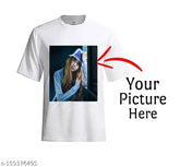 White polycotton unisex photo print t-shirt, machine washable with short sleeves, India origin