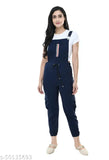 Navy blue stretchable jumpsuit with striped pattern, sleeveless, cotton blend - women's fashion, sizes S-XL