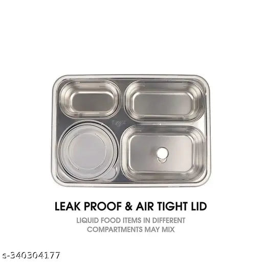 Multicolor, leak-proof stainless steel lunch boxes for adults and kids, microwave and freezer safe, 4 compartment design