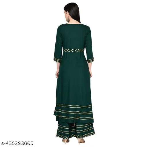 Rayon Anarkali Kurta by Aniyah Women - Three-Quarter Sleeve Zari Woven Solid Kurti in various sizes (S-XXXL) for festive, casual, or formal events