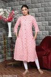 Women's Aline Kurta Princess Cut with Double Pocket, extra plus sizes 4XL, 5XL, 6XL, 7XL. Cotton, three-quarter sleeves, printed combo, mandarin collar, Indian origin