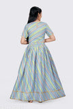Striped cotton blend embellished lehenga-choli set for girls, pack of 1, suitable for parties and festivals like Diwali, Eid, Christmas. Made in India, emphasis on quality over price