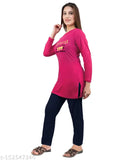 Cotton blend printed night suit, full sleeve design for women, India origin