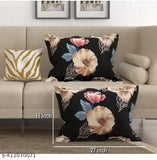 Black premium cotton fitted bedsheets, floral pattern, 180 TC supersoft, double bed size 72x78 inches + 10 inch drop, 2 king-size pillow covers included