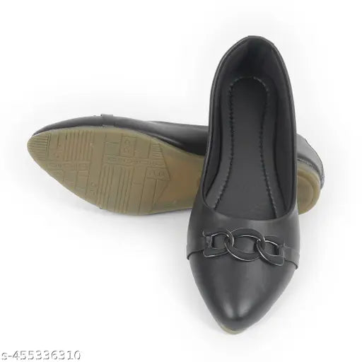 Stylish synthetic leather slip-on ballerinas for women - solid pattern in sizes IND-5 to IND-9, Indian origin