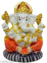 Blue resin Pagadi Ganesh statue with big mouth hippopotamus showpiece, home interior decor (27.5x15x20 cm)
