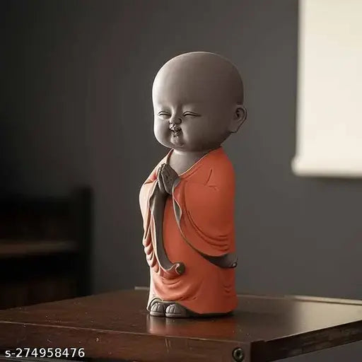 Resin Buddha Namaste Monk Statue (25 CM), exquisitely detailed, brings tranquility to living rooms