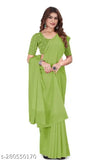 Shimmer Georgette saree, single free size Indian solid-patterned saree with embellished net blouse piece