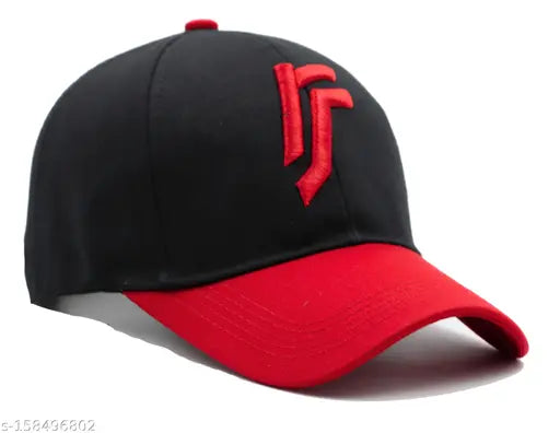 Black cotton colorblocked baseball cap, adjustable size for outdoor activities