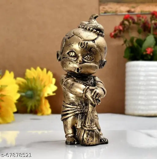 Beautiful poly resin Hanuman idol (9 cm x 20 cm x 7 cm), Indian-crafted Lord Bal Hanuman decor piece for home, mandir or living room - perfect mothers day gift and trending in 2024