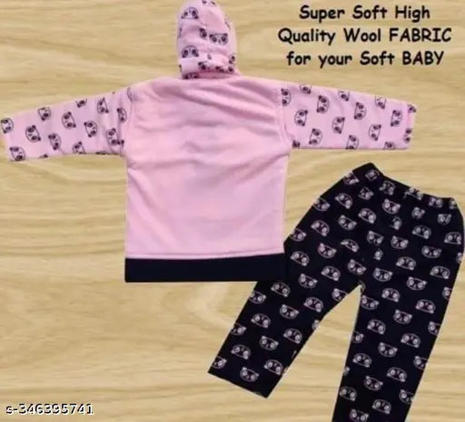Wool printed sweatshirt for girls (0-3M), warm and comfortable winter wear, made in India