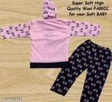 Wool printed sweatshirt for girls (0-3M), warm and comfortable winter wear, made in India
