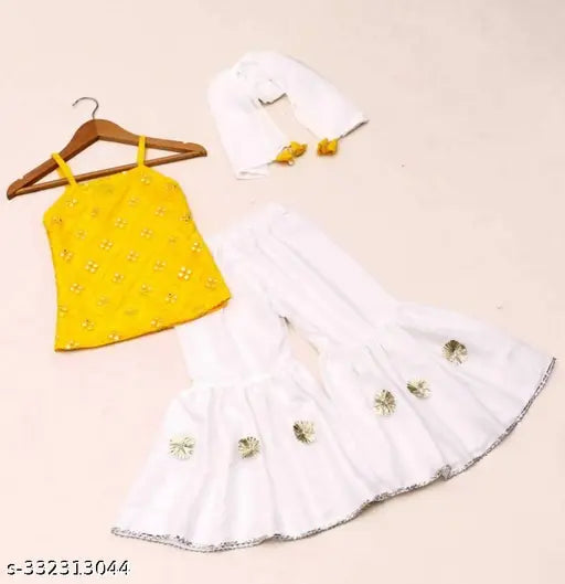Soft silk lehenga choli set with net dupatta, fully stitched for girls aged 1-5 years, embellished Indian ethnic wear