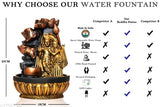 Multi-colored poly resin Radha Krishna indoor water fountain for home decor and gifting, ideal for bedrooms, kitchen, dining, balcony, office - SF45 on display