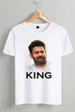 Printed net polyester Prabhas King short-sleeved shirt, Indian fashion on mannequin