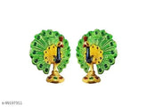 Metal peacock showpieces, set of 2 from India, elegant bird and animal decor