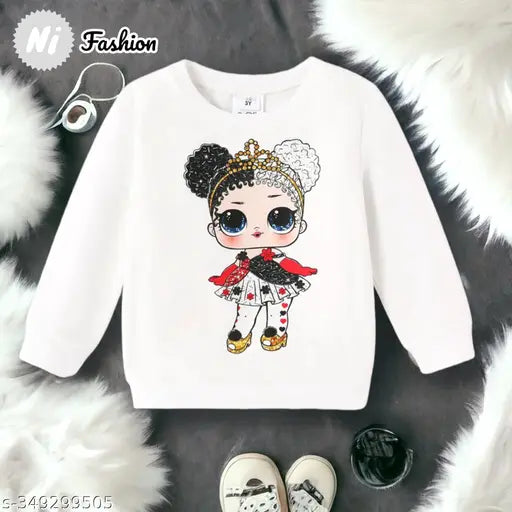 Printed cotton blend sweatshirt for kids, navy blue design with cartoon characters, size 6-12 months made in India