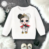 Printed cotton blend sweatshirt for kids, navy blue design with cartoon characters, size 6-12 months made in India