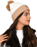 Woolen beanie hat, self-design pattern, warm snow cap for women