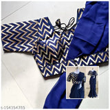Krishna Blue Georgette saree with matching jacquard stitched blouse, free size, India origin