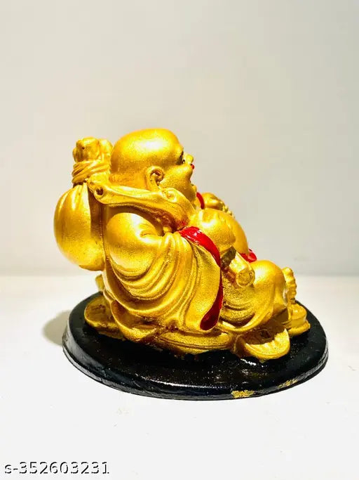 Handcrafted cute laughing Buddha statue, premium polyresin, home decor symbolizing positivity & happiness