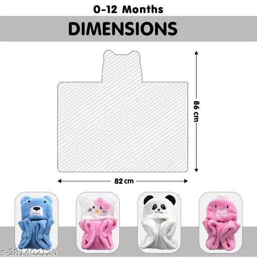 Pink woolen hooded rabbit blanket/robe, soft fleece, size 86 x 82 CM, ideal for heavy winter