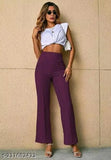 Cotton blend solid net lovely boot cut paint trouser for women, regular fit, stretchable, versatile fashion