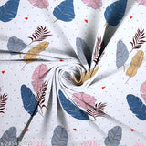 King-size 200 TC cotton elastic fitted double bedsheet with 2 pillow covers, botanical print, ideal for summer