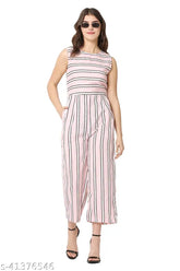 Bright peach poly crepe sleeveless jumpsuit with printed net, ideal for parties and events, made in India