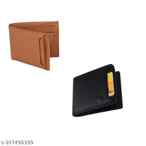 Stylish faux leather wallet and belt set, solid color, Indian-made accessory for four items (4 wallets & 2 belts)