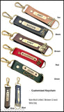 Brown canvas and leather customized wallet with hook key chain, features 2 compartments, suitable for men