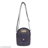 PU sling bag for girls, mini bag with 3 compartments, solid net design, free size