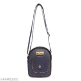 PU sling bag for girls, mini bag with 3 compartments, solid net design, free size