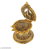 Aluminium Ganesh diya set for home office and temple, metal idol, Indian oil lamp (height: 4.5 inch)
