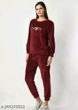 Velvet night suit for women, super comfortable winter pyjamas in solid color