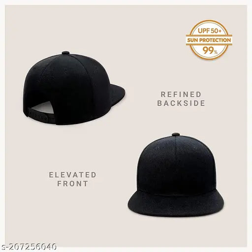 Stylish black cotton adjustable strap cap, unisex and water-repellent, suitable for various sports and outdoor activities. Free size fits all adults