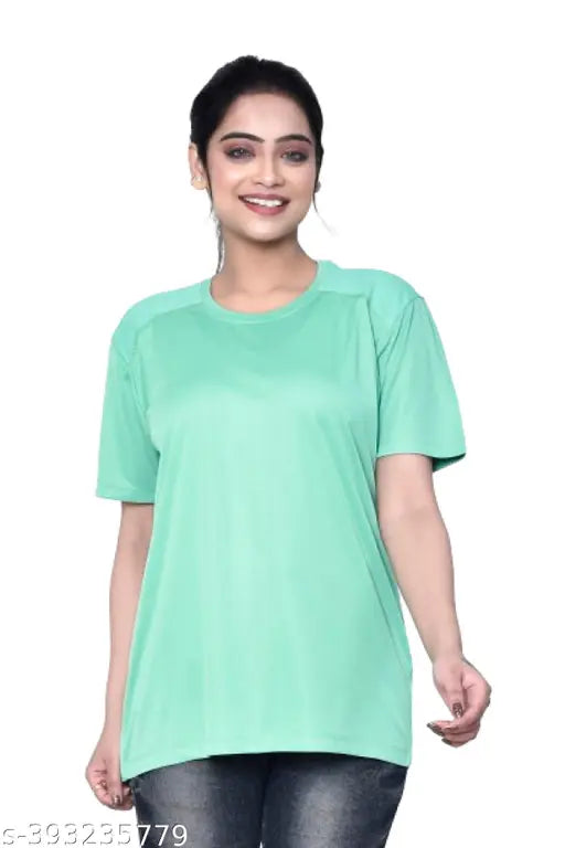 Polyester, casual fit women's polo t-shirt with solid pattern & half sleeve, versatile for jeans or shorts, RAPL BHARAT India origin