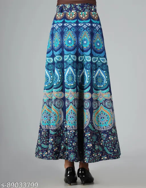 Stylish printed net cotton skirt for girls, free size or waist sizes 36-44 inches