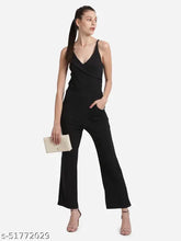 Modern polyester jumpsuit for women - sleeveless, solid pattern, urban retro design, multipack of sizes S, M, L, XL from India