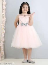 Peach foil print net knee-length dress for kids' parties, dusty rose color and sleeveless design