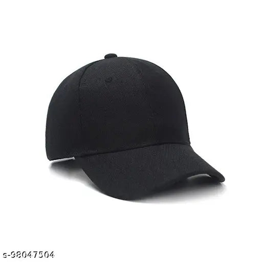 Black adjustable cotton baseball cap, solids - unisex, UV protection, one size fits all