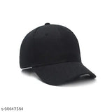 Black adjustable cotton baseball cap, solids - unisex, UV protection, one size fits all