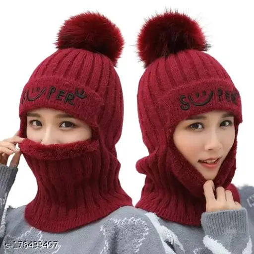 Trendy woolen women's super monkey cap, soft & comfortable, self-designed winter warm style